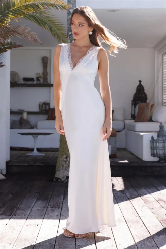 Grandeur Satin Maxi Dress Champagne sold by Hello Molly