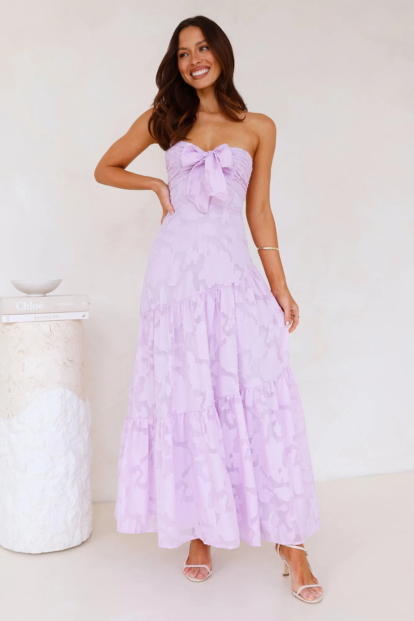 Book Of Style Strapless Maxi Dress Lilac sold by Hello Molly