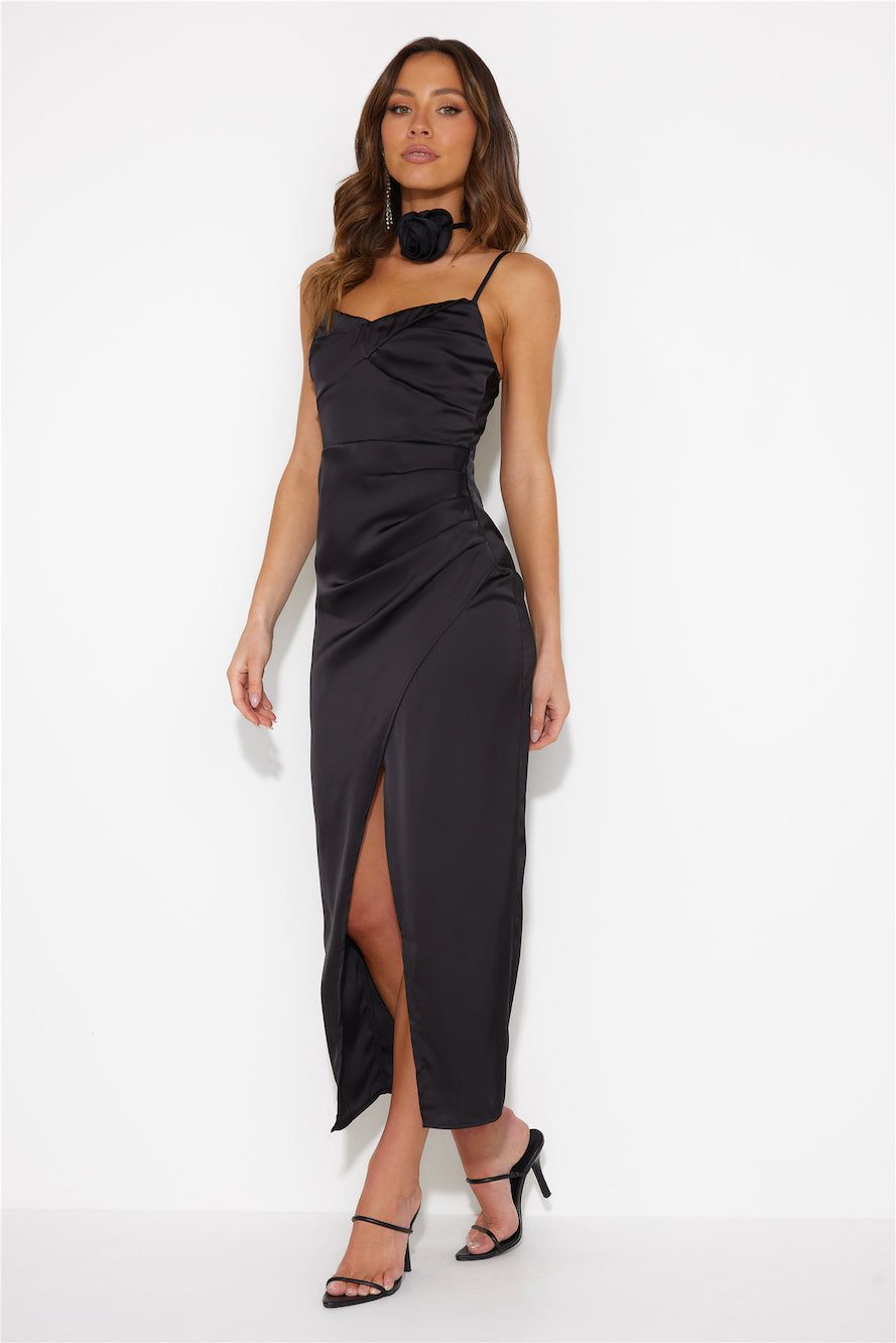 Precious Love Satin Midi Dress Black sold by Hello Molly product image thumbnail 4
