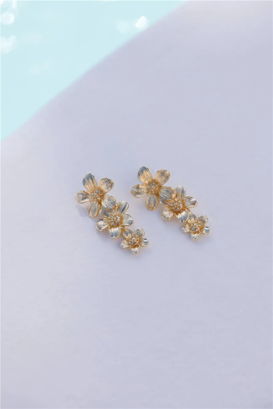 18k Gold Plated Hibiscus Earrings Gold sold by Hello Molly product image thumbnail 4