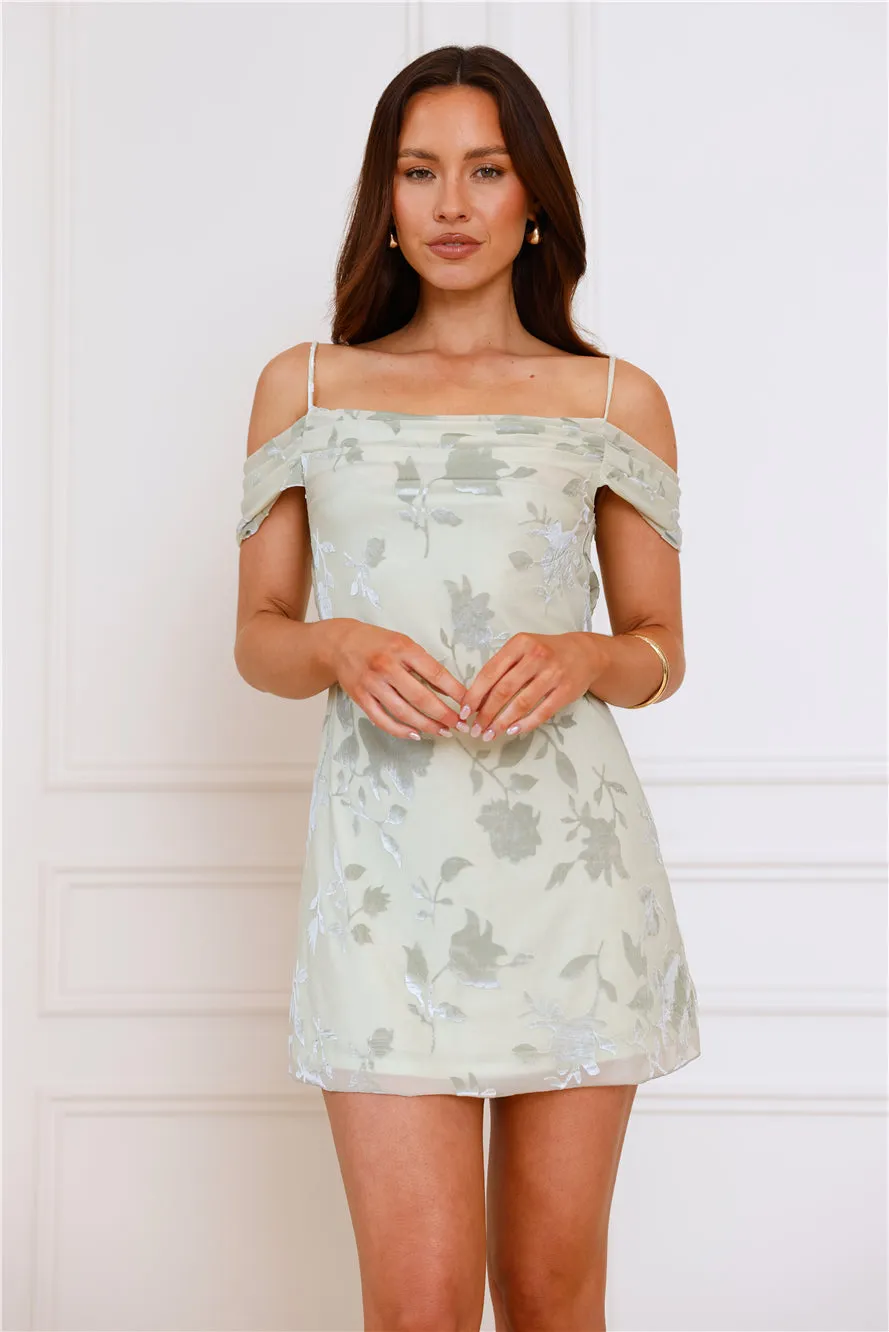 Match Magic Off Shoulder Mini Dress Sage sold by Hello Molly product image thumbnail 3