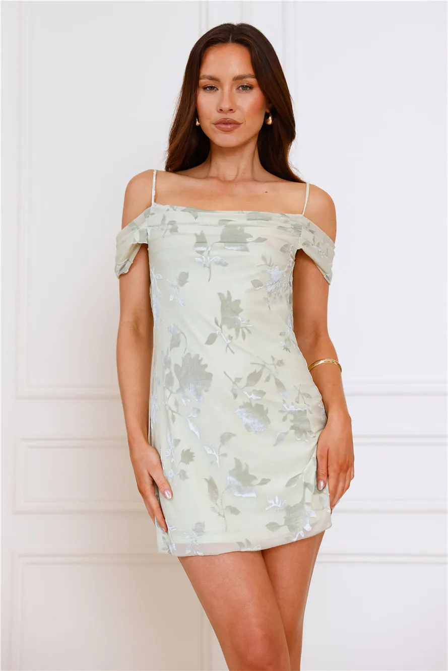Match Magic Off Shoulder Mini Dress Sage sold by Hello Molly product image thumbnail 2