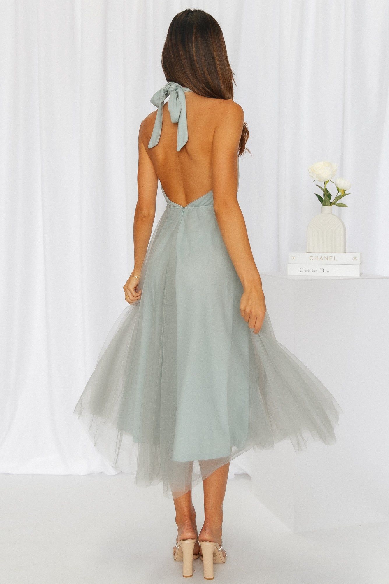 Little Tulle Much Midi Dress Sage sold by Hello Molly product image thumbnail 5