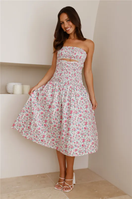 HELLO MOLLY Picking Blooms Midi Dress Pink sold by Hello Molly
