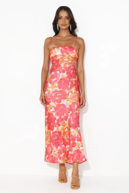 Vacations With You Satin Maxi Dress Pink sold by Hello Molly