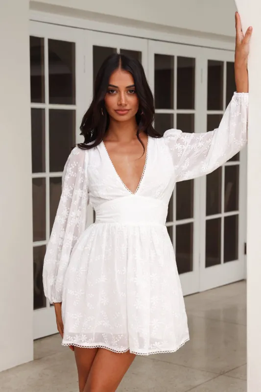 Flower Patch Mini Dress White sold by Hello Molly