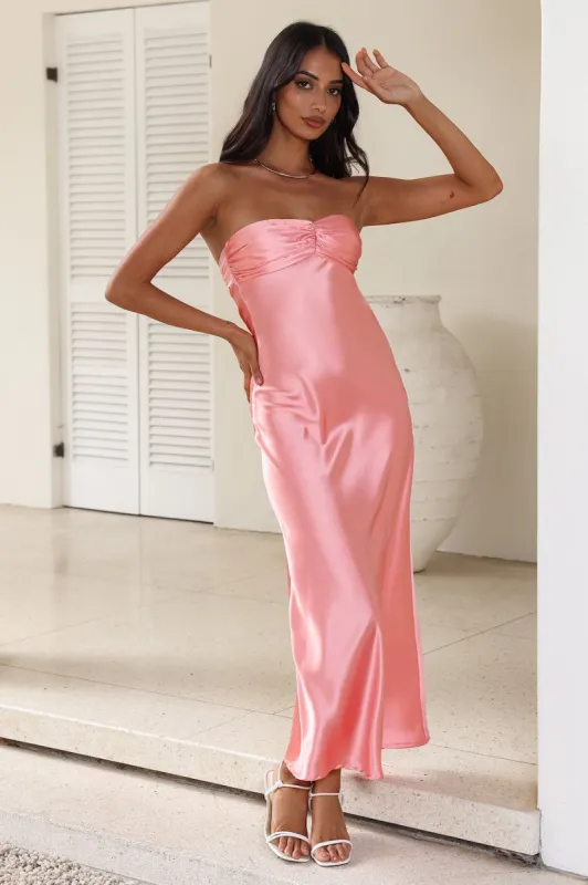 Bonded Connection Satin Maxi Dress Pink sold by Hello Molly