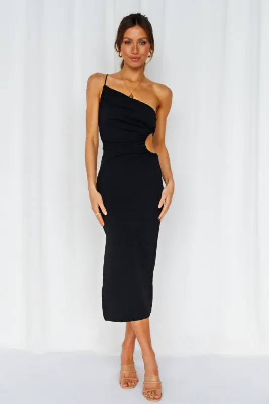 Smooth Lines Midi Dress Black sold by Hello Molly