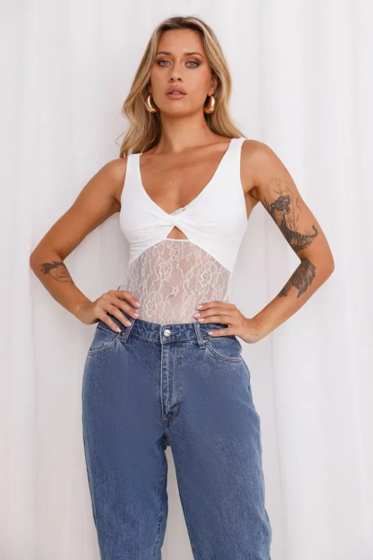 Passion Perfection Lace Bodysuit White sold by Hello Molly