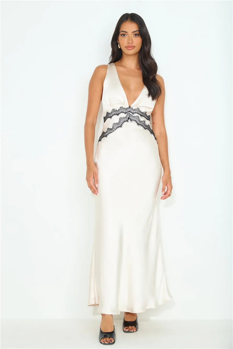 Personal Experience Satin Maxi Dress Cream sold by Hello Molly