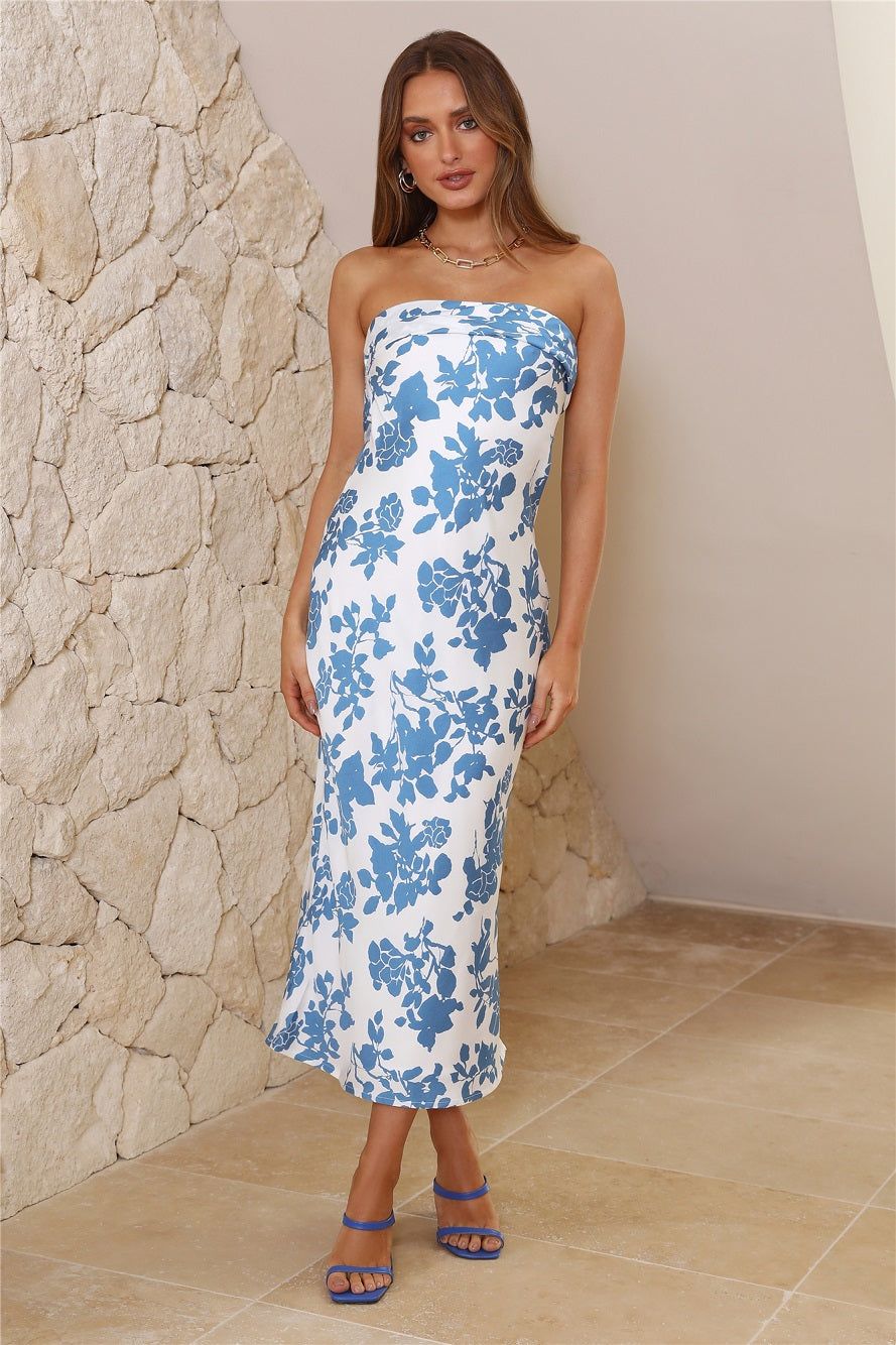 Island Vibe Satin Maxi Dress White sold by Hello Molly product image thumbnail 3