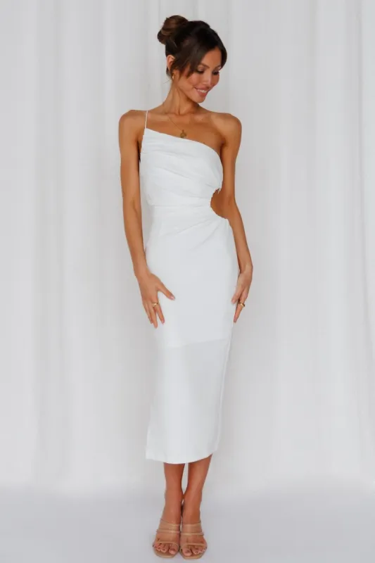 Smooth Lines Midi Dress White sold by Hello Molly