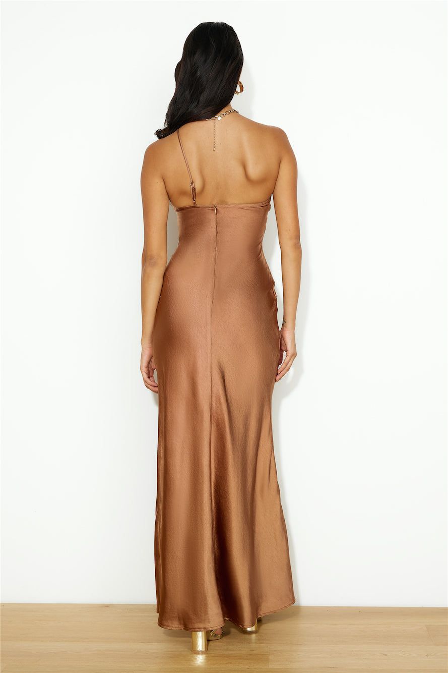 Silk Statement Satin Maxi Dress Brown sold by Hello Molly product image thumbnail 5