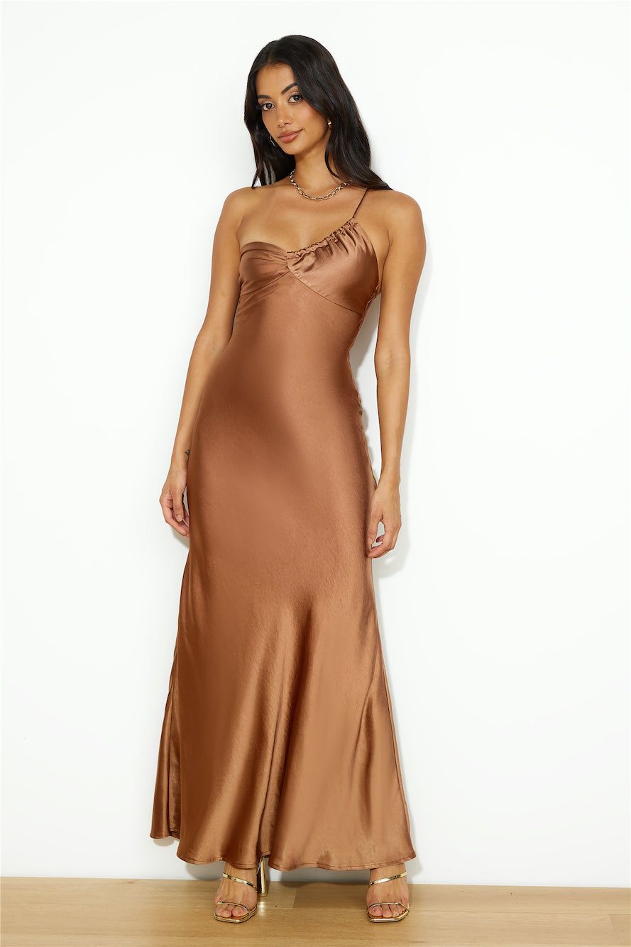 Silk Statement Satin Maxi Dress Brown sold by Hello Molly product image thumbnail 2