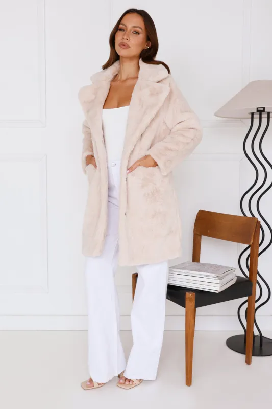 Wintertime Love Faux Fur Coat Beige sold by Hello Molly