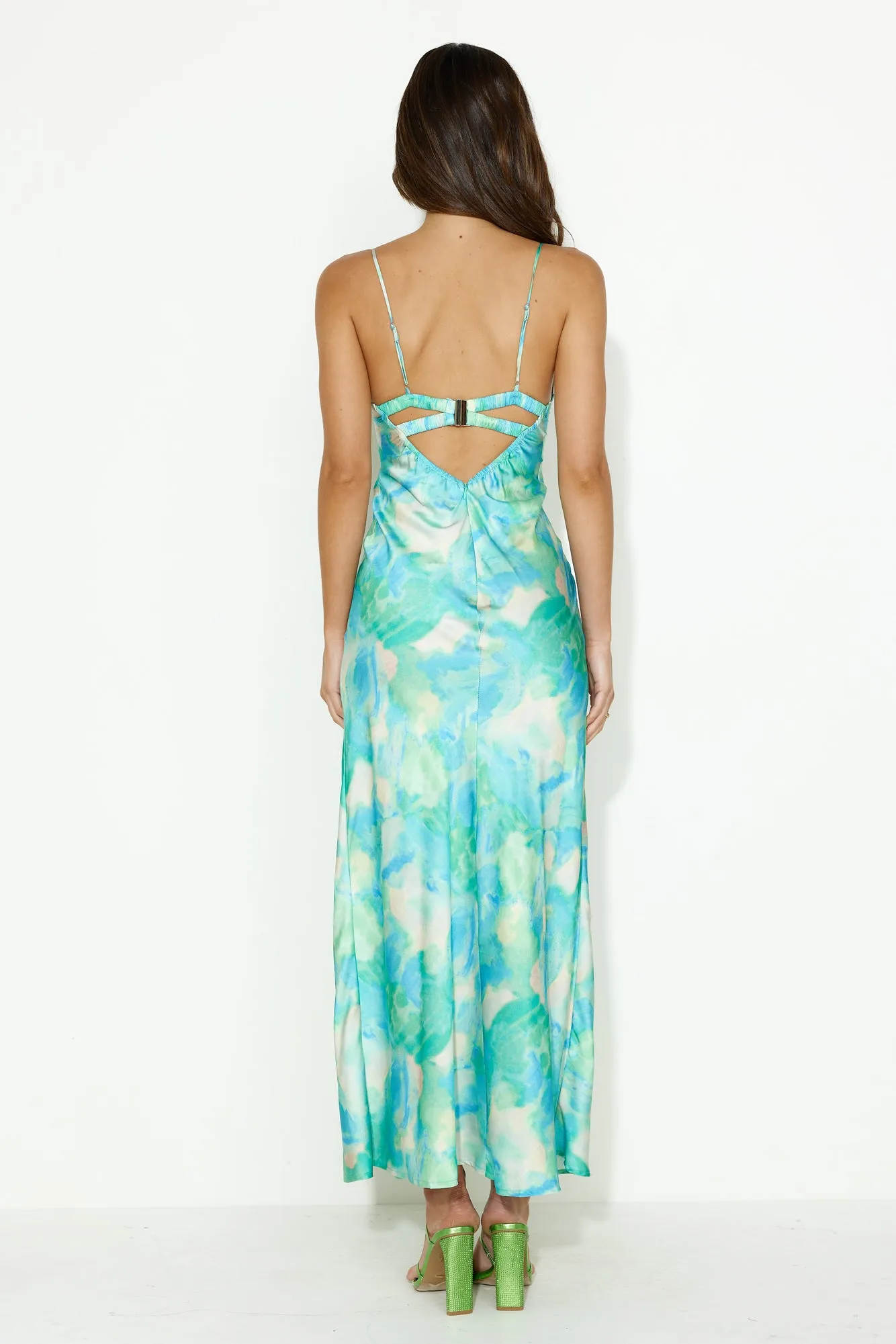 Titles Of You Satin Maxi Dress Green sold by Hello Molly product image thumbnail 5