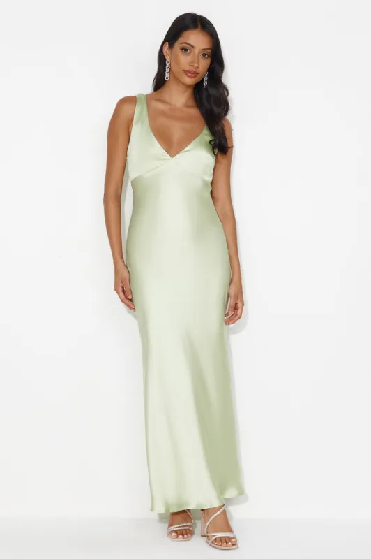 Indigo Fields Satin Maxi Dress Green sold by Hello Molly