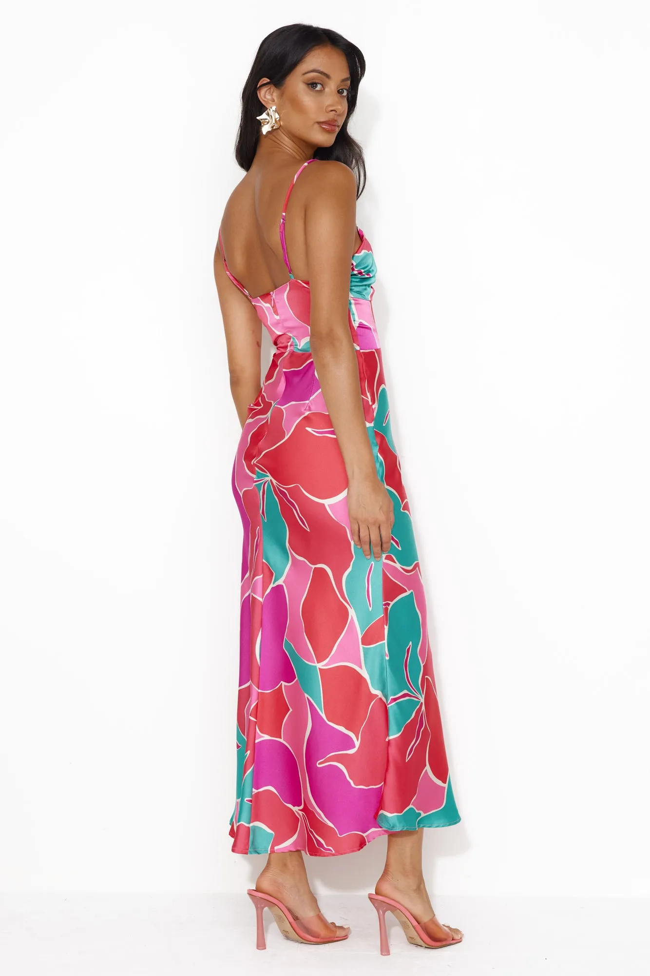 Patch Up Satin Maxi Dress Pink sold by Hello Molly product image thumbnail 4