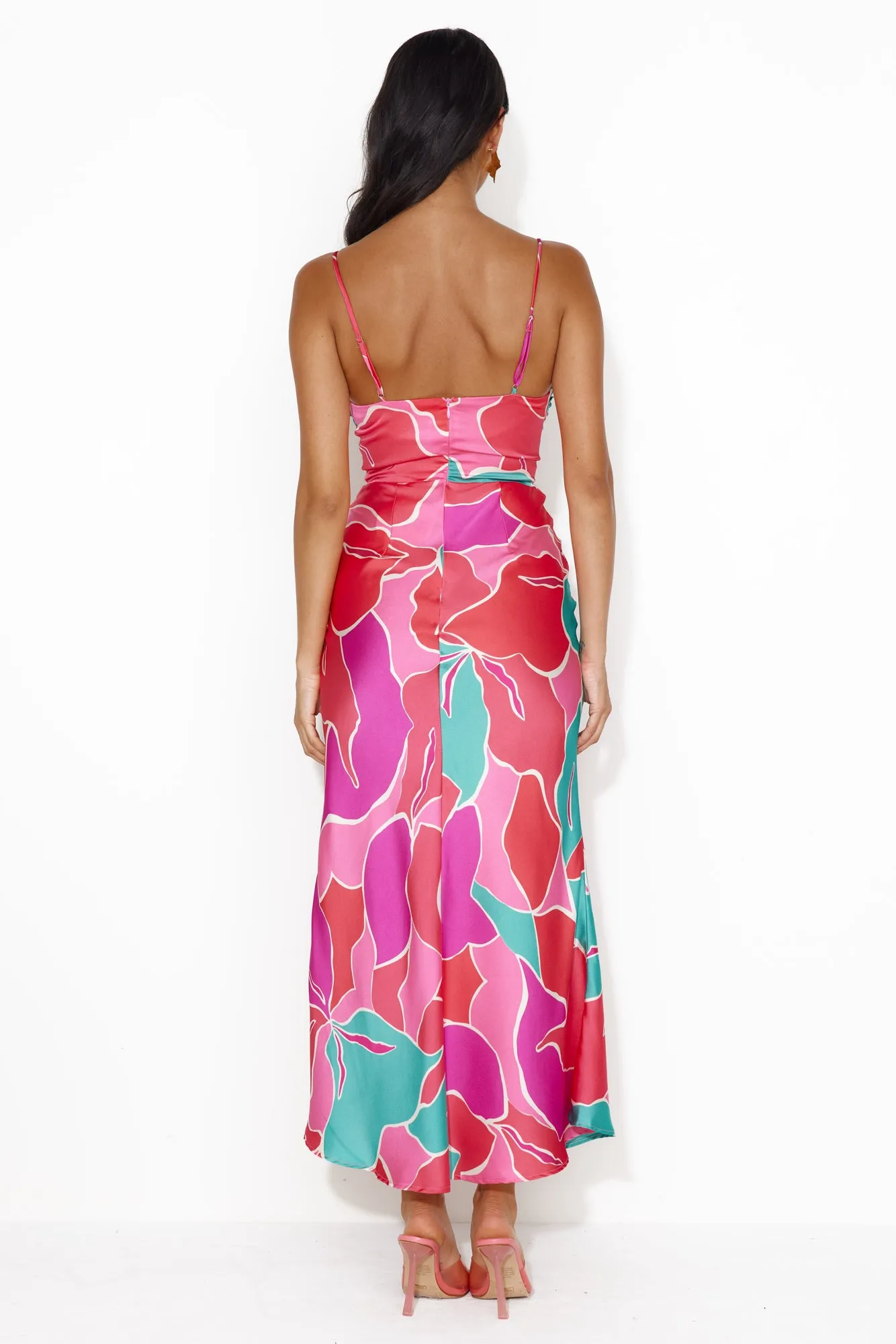 Patch Up Satin Maxi Dress Pink sold by Hello Molly product image thumbnail 5