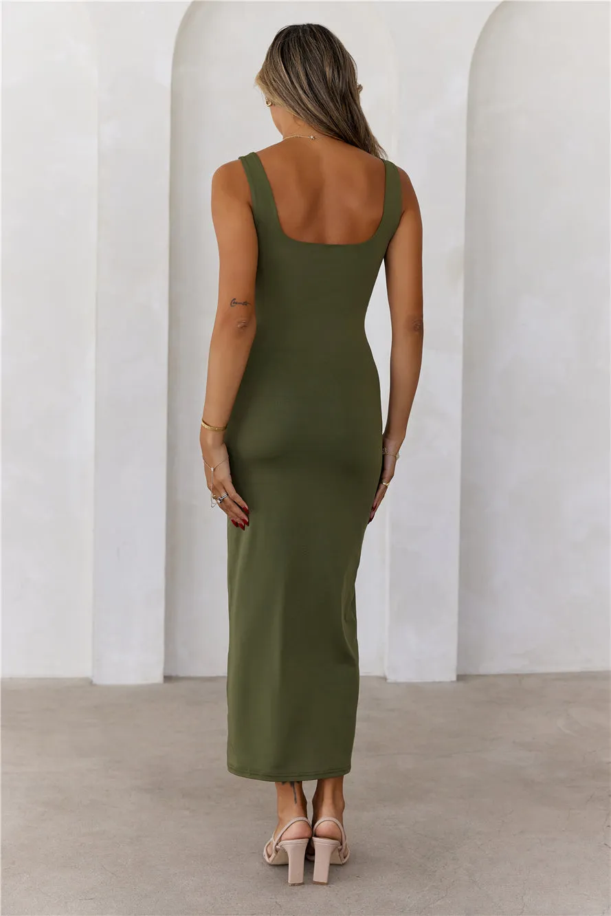 HELLO MOLLY BASE Premium Bodycon Maxi Dress Army sold by Hello Molly product image thumbnail 5