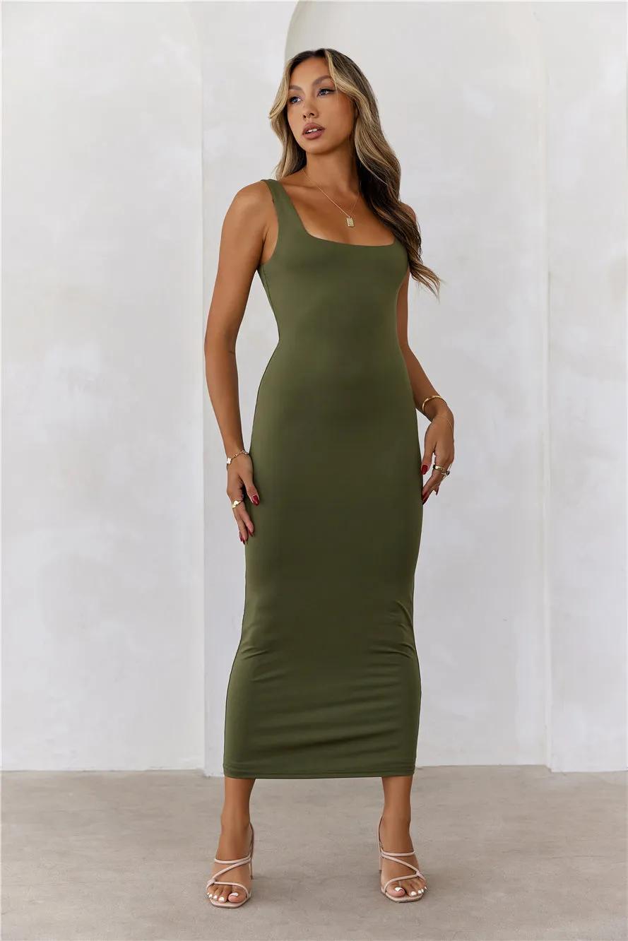 HELLO MOLLY BASE Premium Bodycon Maxi Dress Army sold by Hello Molly product image thumbnail 2