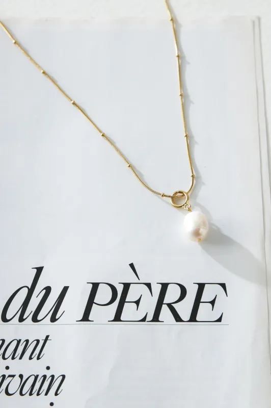 18k Gold Plated Statement Pearl Necklace Gold sold by Hello Molly