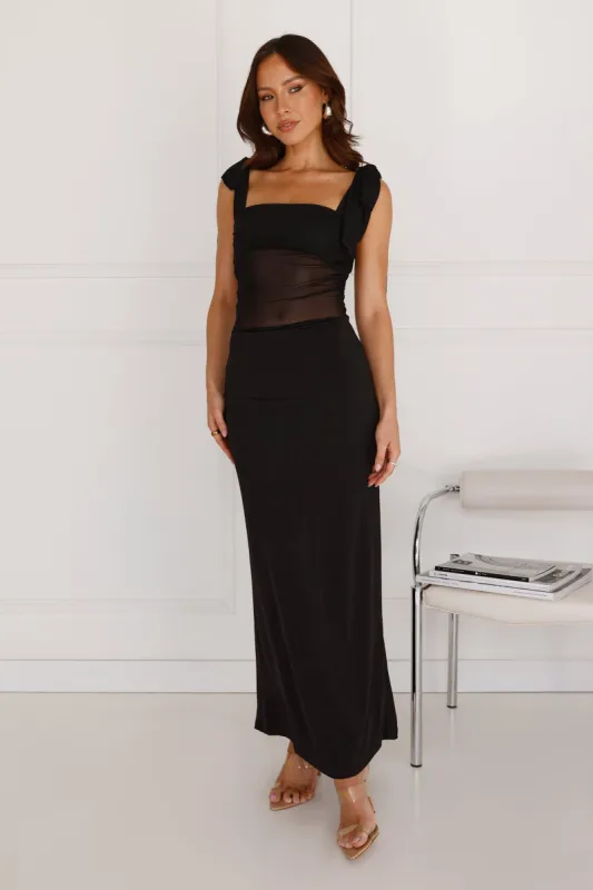 Illuminating Love Mesh Maxi Dress Black sold by Hello Molly