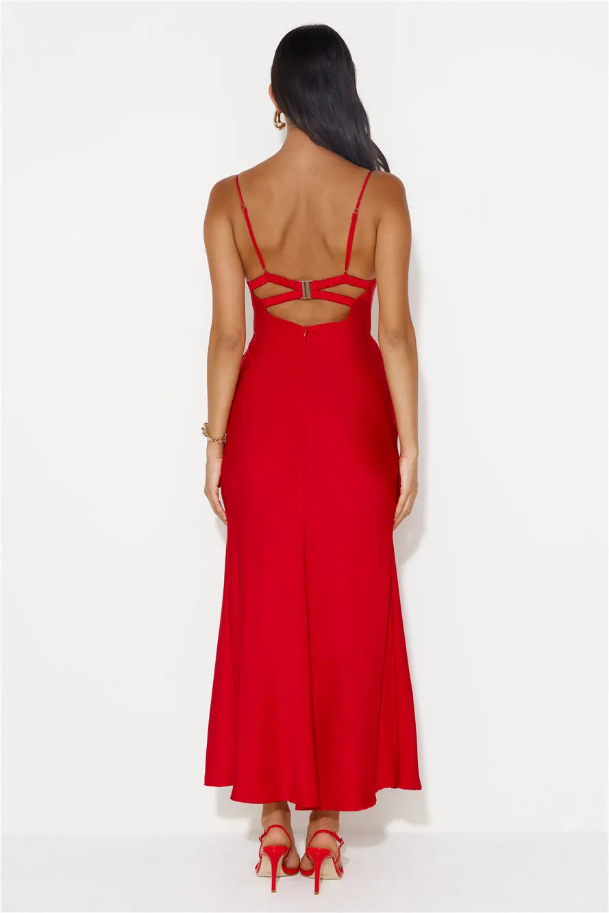 Explain Yourself Satin Maxi Dress Wine sold by Hello Molly product image thumbnail 5