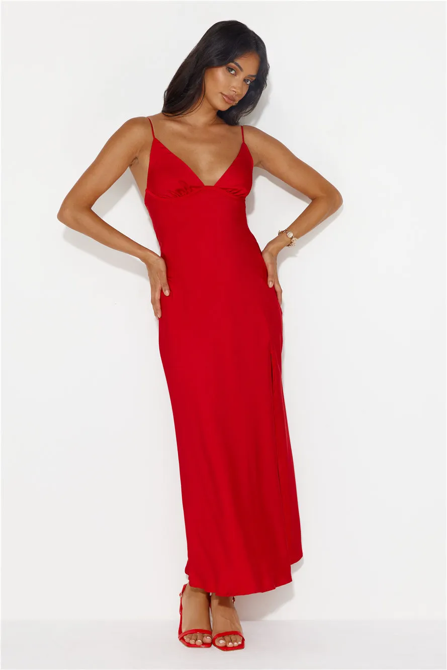 Explain Yourself Satin Maxi Dress Wine sold by Hello Molly product image thumbnail 2