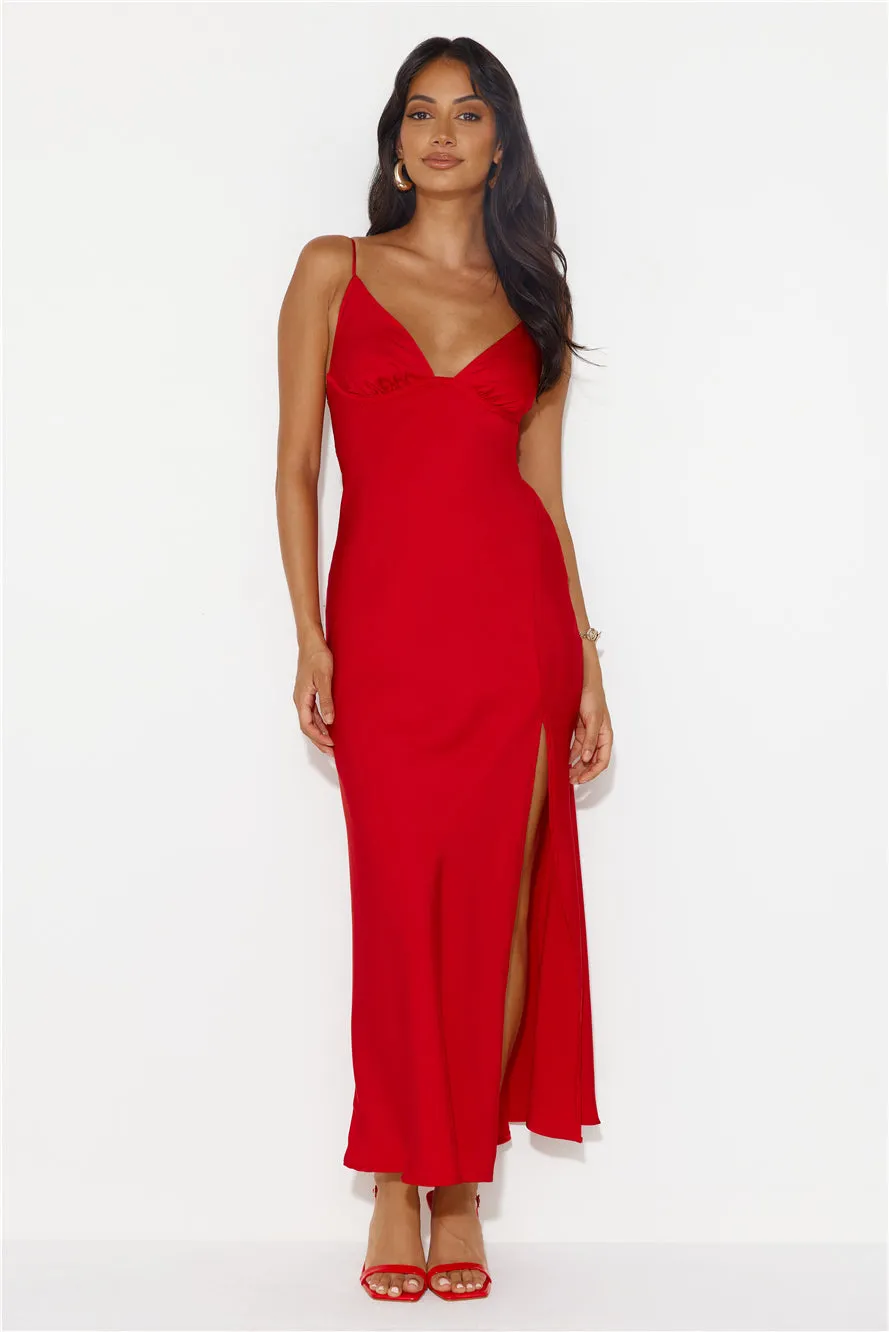 Explain Yourself Satin Maxi Dress Wine sold by Hello Molly