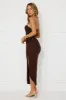 Midnight Enchantment Halter Mesh Midi Dress Brown sold by Hello Molly