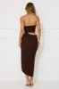 Midnight Enchantment Halter Mesh Midi Dress Brown sold by Hello Molly