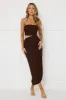 Midnight Enchantment Halter Mesh Midi Dress Brown sold by Hello Molly