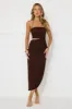 Midnight Enchantment Halter Mesh Midi Dress Brown sold by Hello Molly