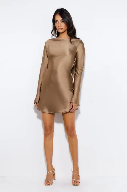 First Class Satin Mini Dress Olive sold by Hello Molly