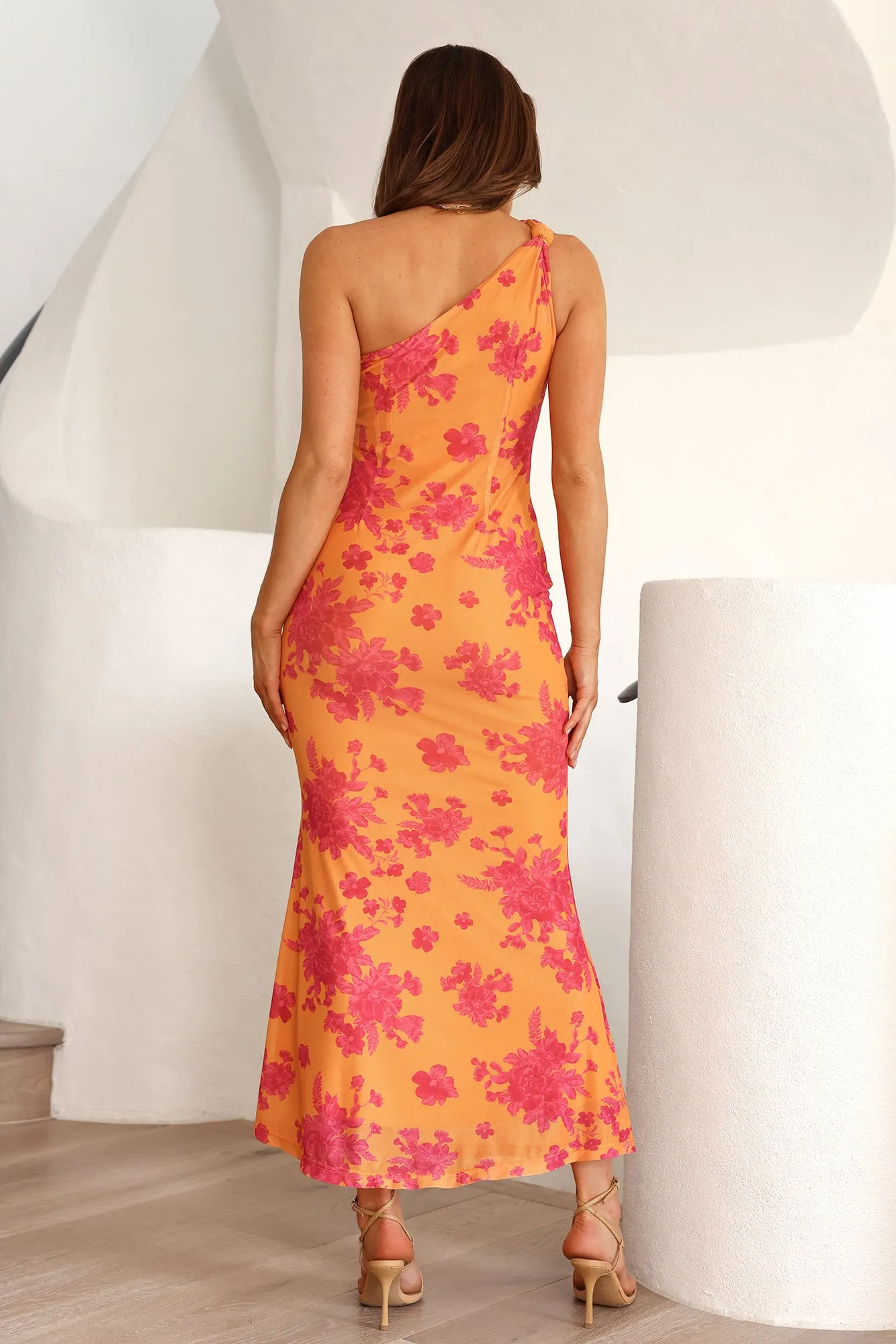 Mission To Impress One Shoulder Mesh Maxi Dress Orange sold by Hello Molly product image thumbnail 5