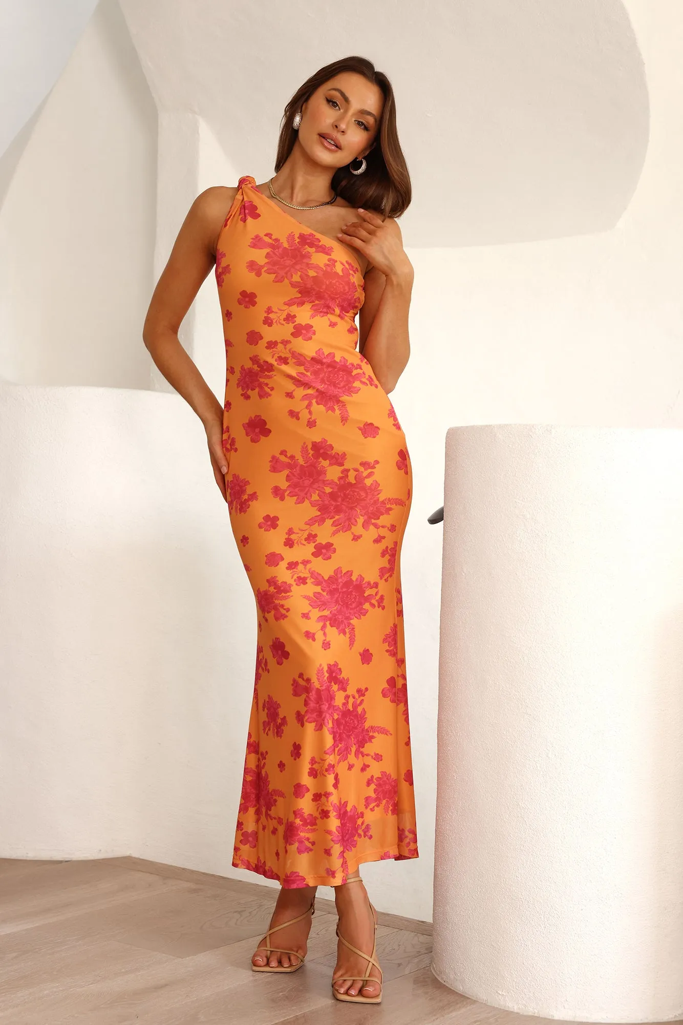 Mission To Impress One Shoulder Mesh Maxi Dress Orange sold by Hello Molly product image thumbnail 3