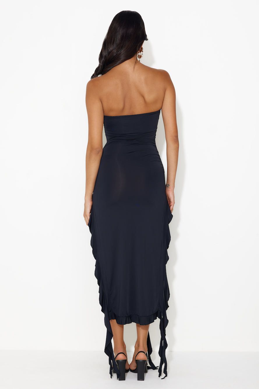 HELLO MOLLY All The Frills Strapless Midi Dress Black sold by Hello Molly product image thumbnail 5