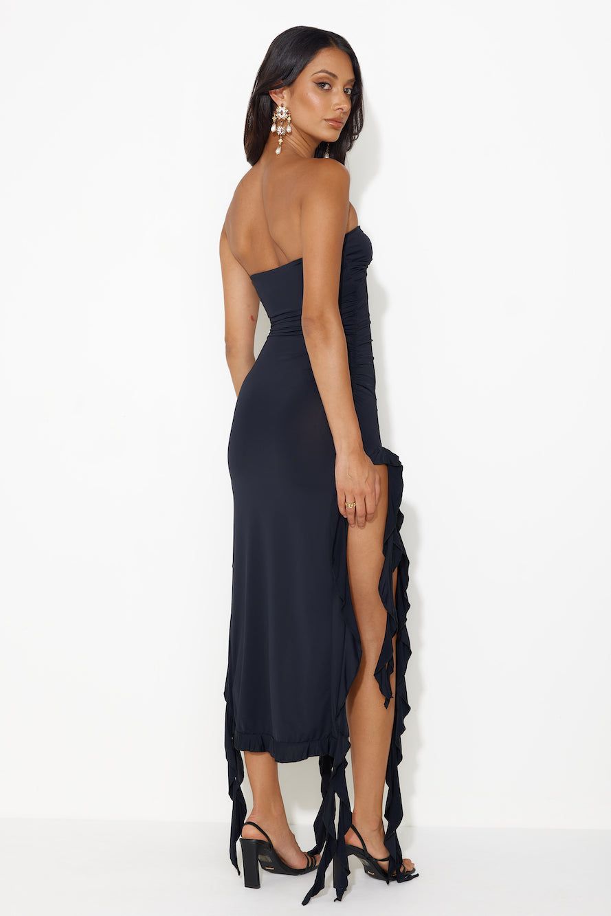 HELLO MOLLY All The Frills Strapless Midi Dress Black sold by Hello Molly product image thumbnail 4