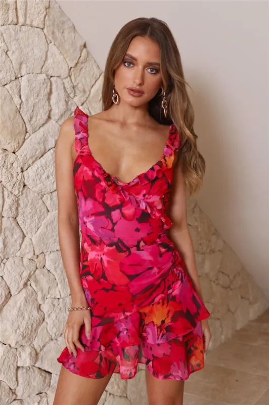 RUNAWAY Romelly Mini Dress Pink Floral sold by Hello Molly