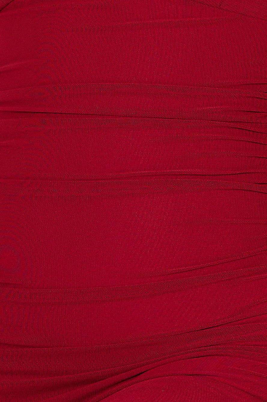 Excite Them Mesh Frill Mini Dress Wine sold by Hello Molly product image thumbnail 5