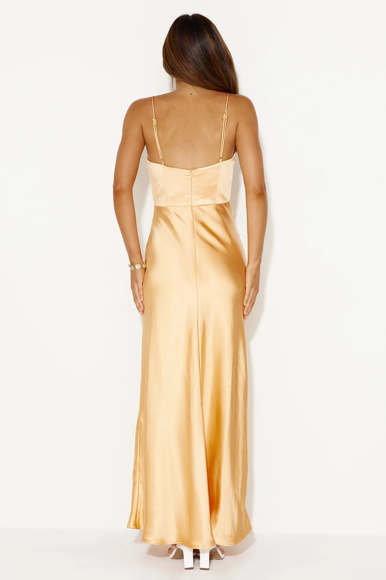 Welcome Spring Satin Maxi Dress Orange sold by Hello Molly product image thumbnail 5