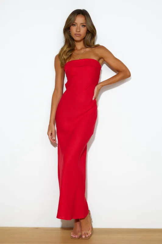 Chilling On My Own Maxi Dress Red sold by Hello Molly