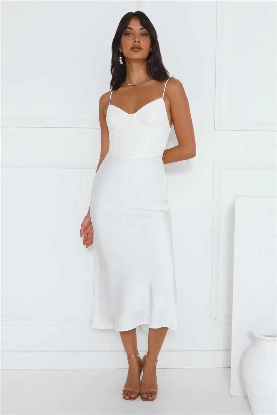 We Want You Lace Satin Midi Dress White sold by Hello Molly product image thumbnail 3