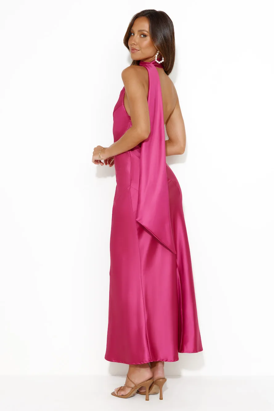 Glistening Star Satin Maxi Dress Hot Pink sold by Hello Molly product image thumbnail 4