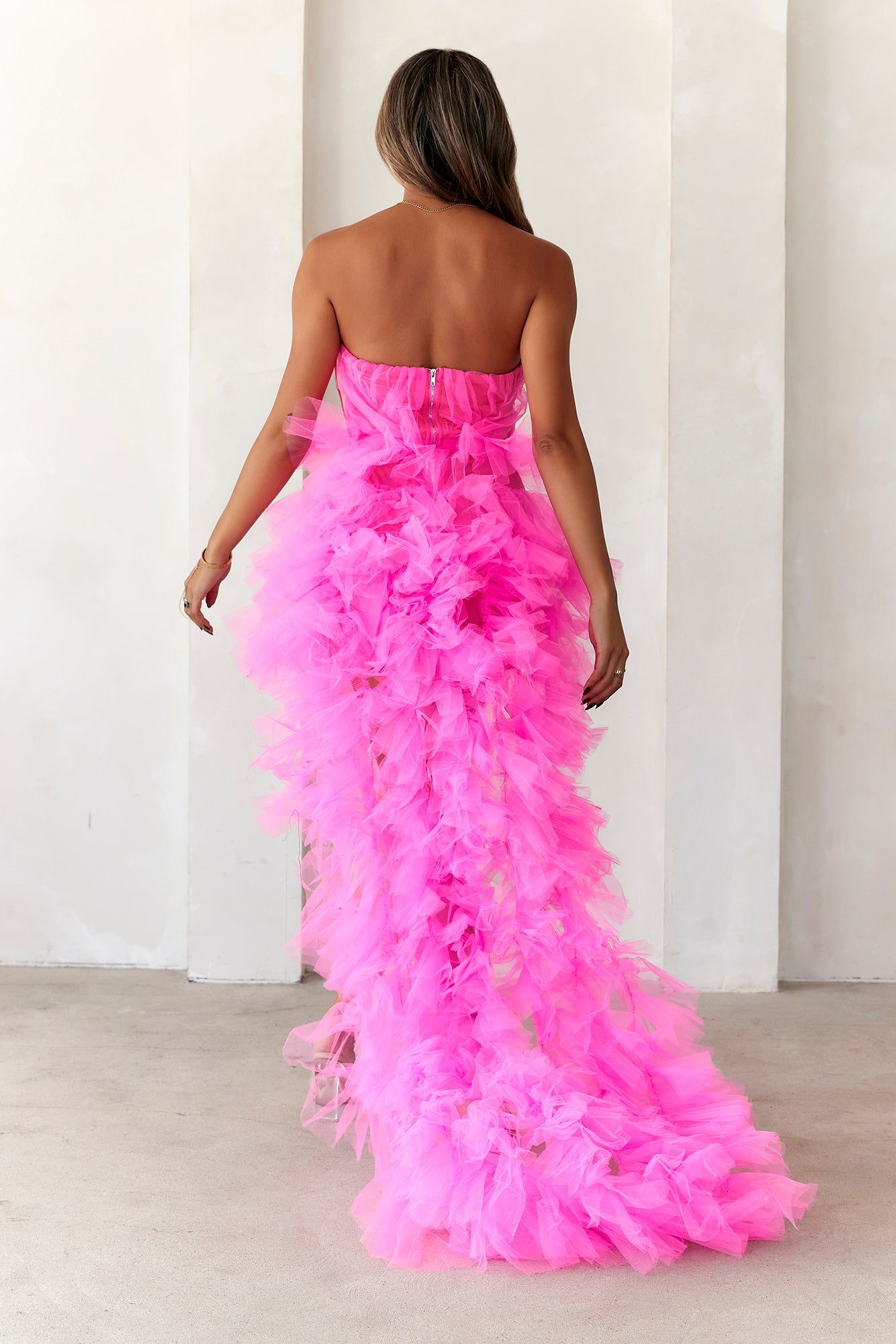 She's The Main Girl High Low Tulle Dress Neon Pink sold by Hello Molly product image thumbnail 5