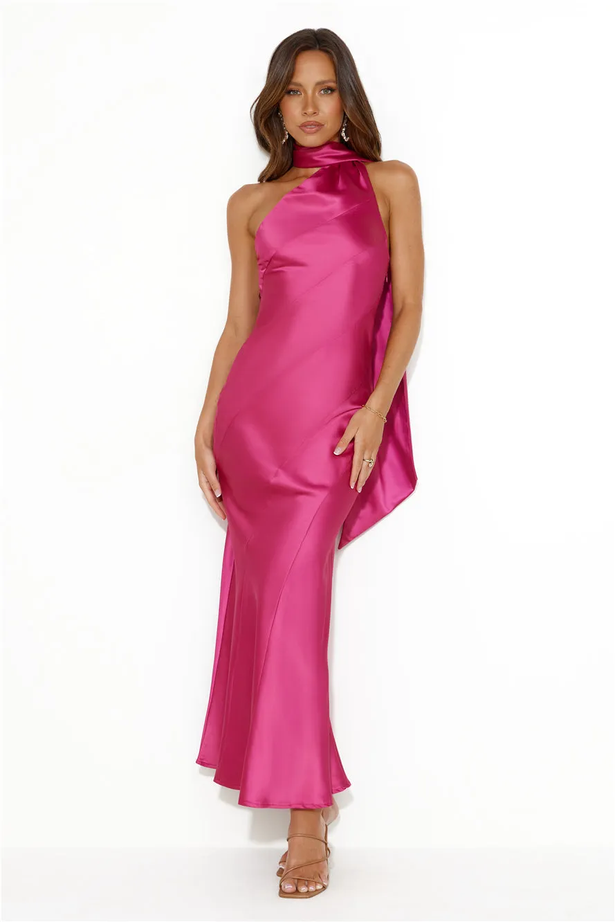Glistening Star Satin Maxi Dress Hot Pink sold by Hello Molly product image thumbnail 2
