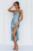 A Little Whisper Satin Midi Dress Blue sold by Hello Molly