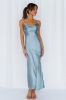 A Little Whisper Satin Midi Dress Sage sold by Hello Molly