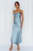 A Little Whisper Satin Midi Dress Blue sold by Hello Molly